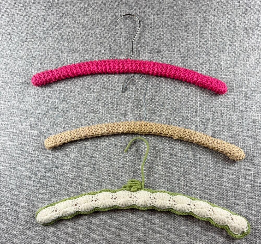 Crochet Covered Clothes Hangers Set of 3 Cottagecore Grannycore